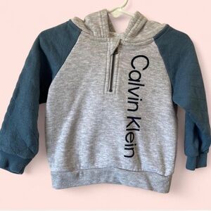 18M Boys Calvin Klein Color Block Raglan Long Sleeve Mini Zip Up Hoodie Toddler